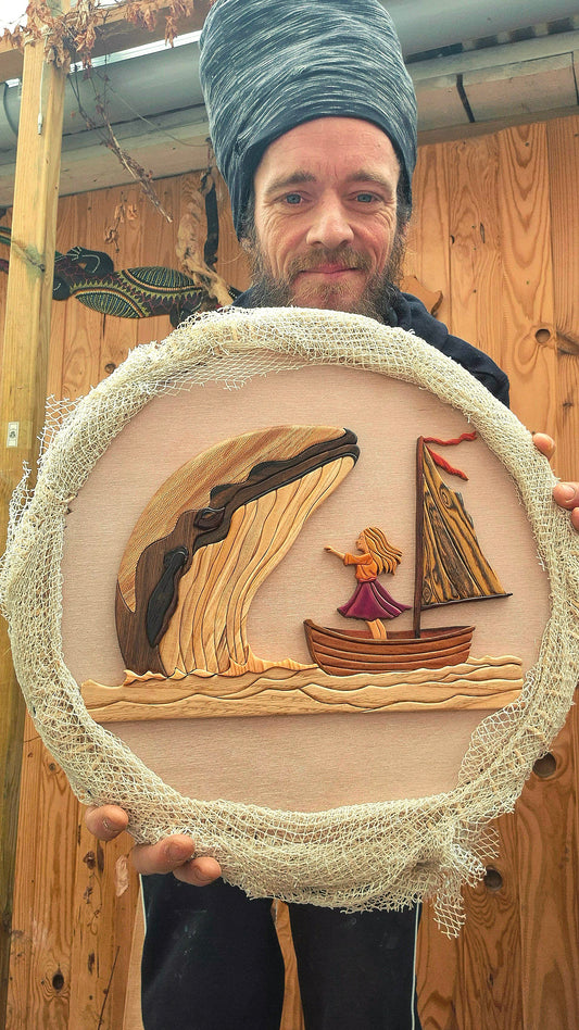 Art de l'Intarsia "la petite fille et la baleine"