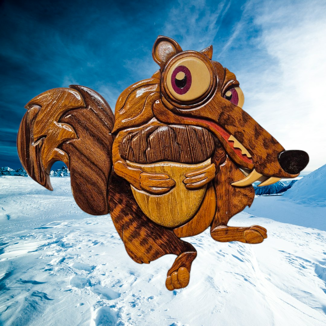 Art de l'Intarsia "L'écureuil et sa noisette"