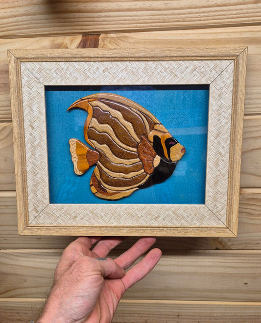 Art de l'Intarsia "Le poisson Ange-empereur"