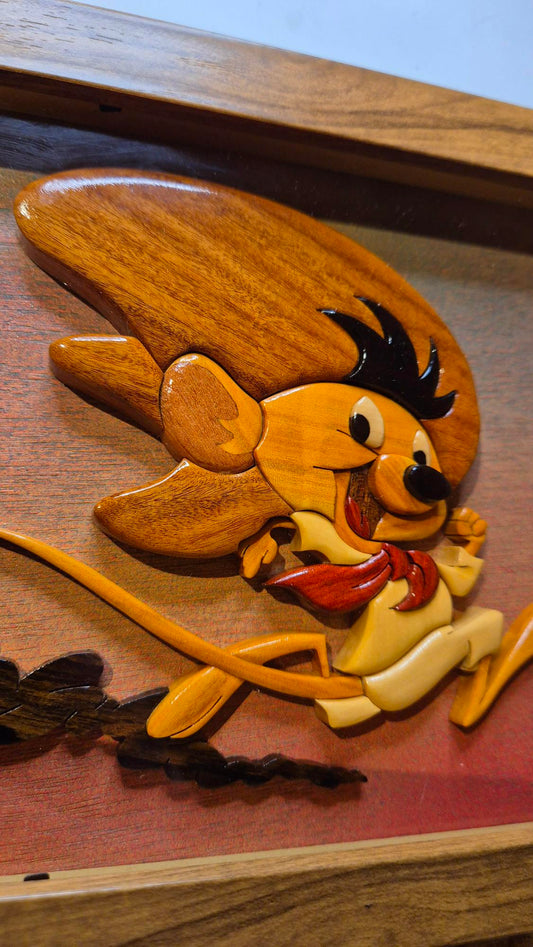 Art de l'intarsia "Speedy Gonzales"