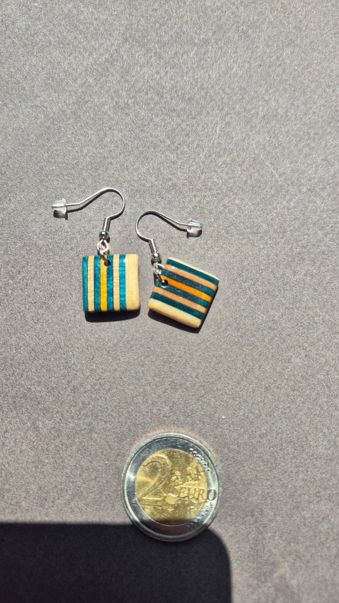 Boucles d'oreilles "Carré turquoise"