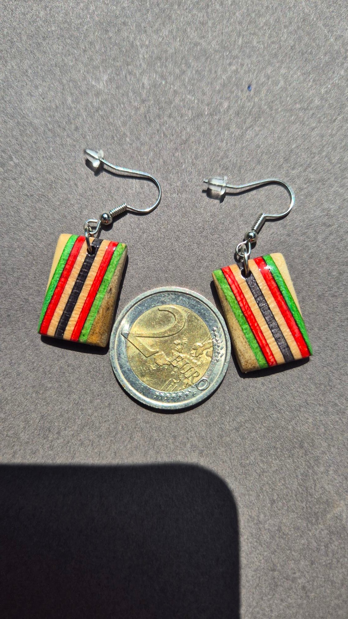 Boucles d'oreilles "Vert noir et rouge"