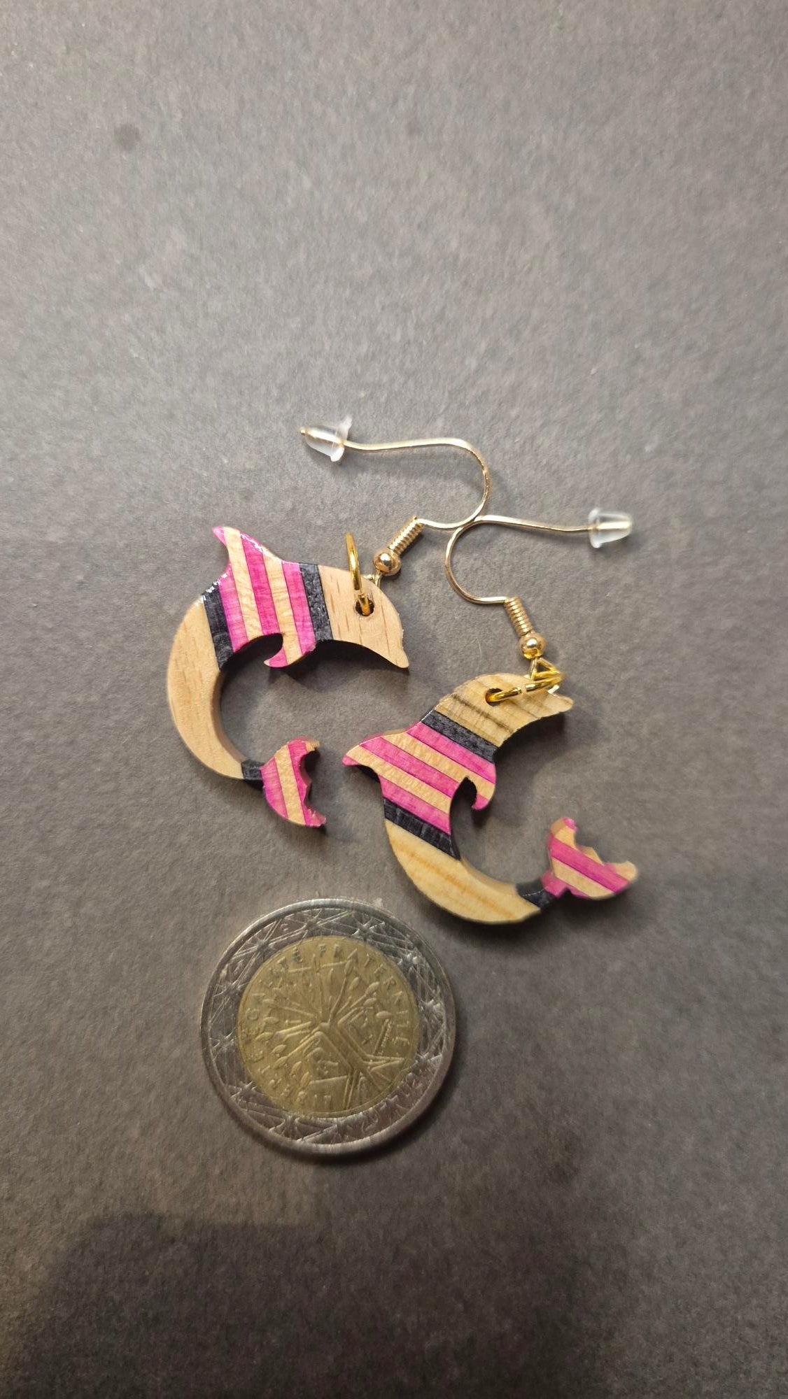 Boucles d'oreilles "Dauphin rose"