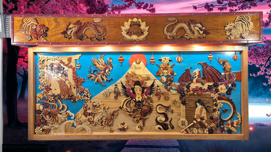 Art de l'intarsia "fresque monumentale japonaise "