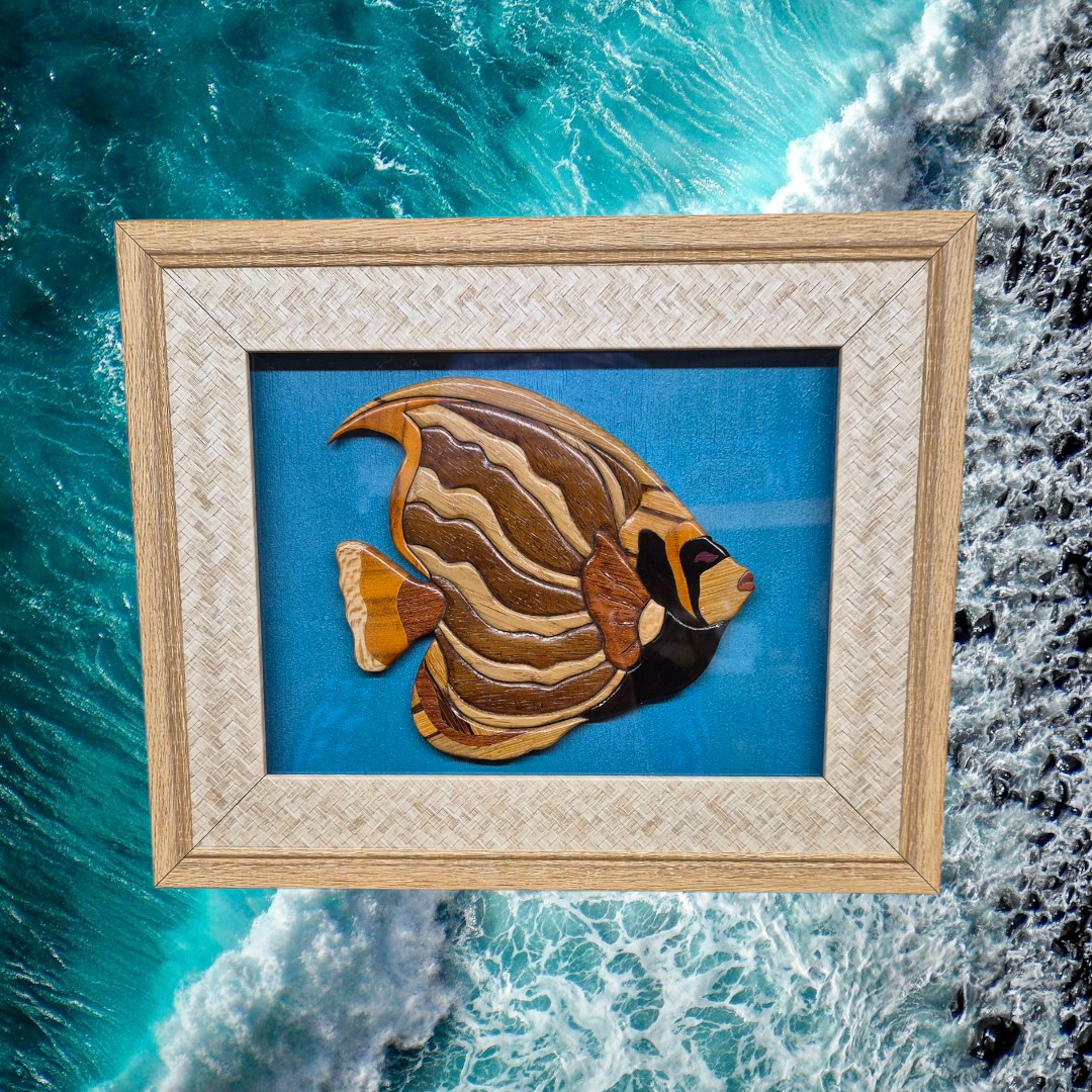 Art de l'Intarsia "Le poisson Ange-empereur"