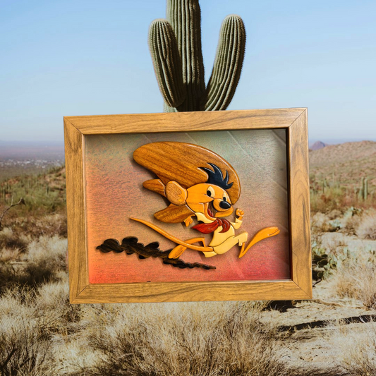 Art de l'intarsia "Speedy Gonzales"