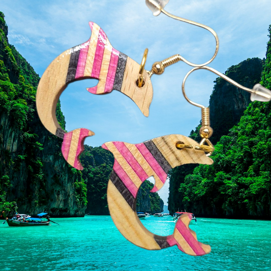 Boucles d'oreilles "Dauphin rose"