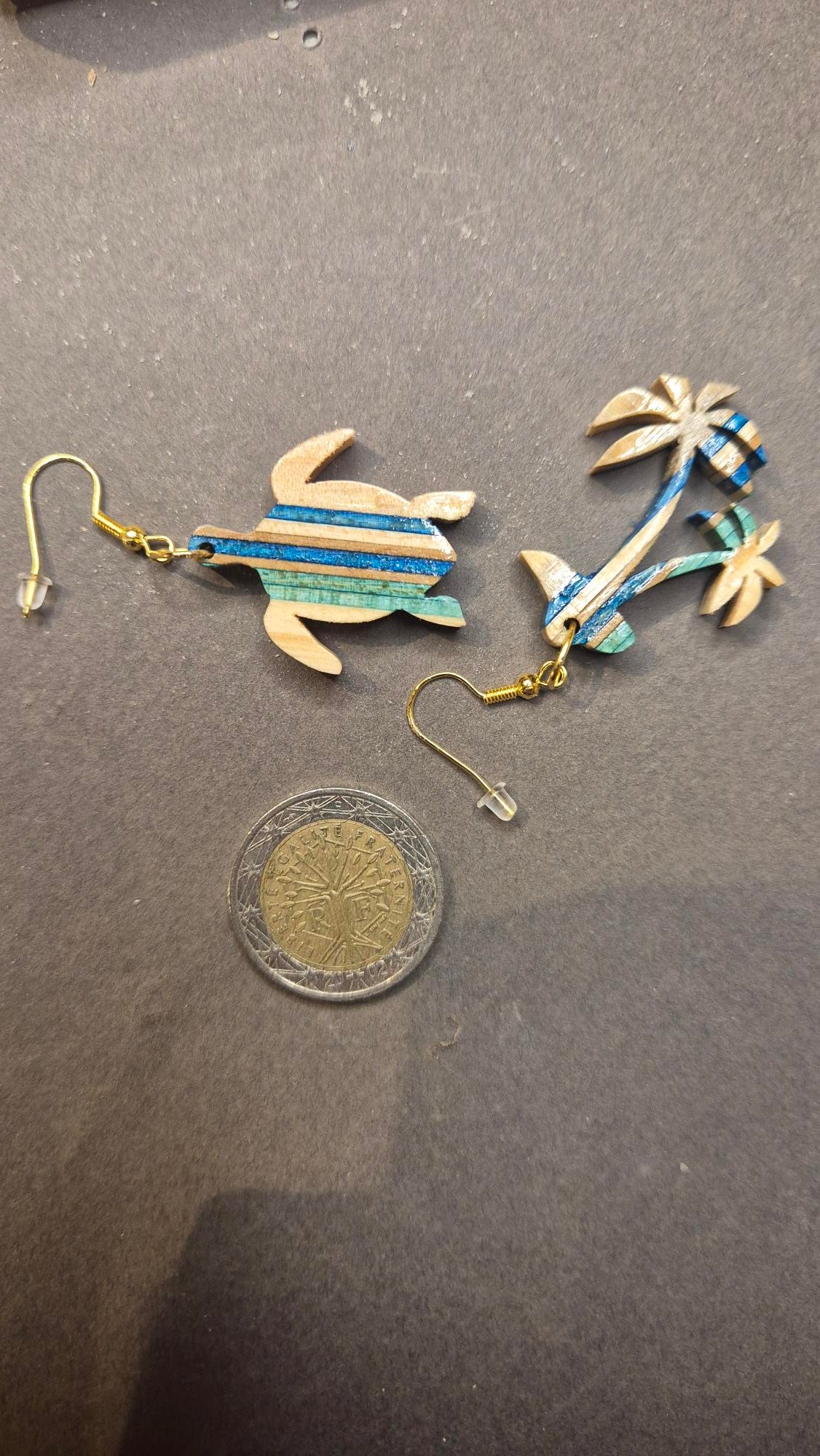 Boucles d'oreilles "La tortue et le palmier"