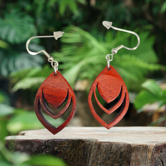 Boucles d'oreilles bois naturel de BloodWood " tribal red"
