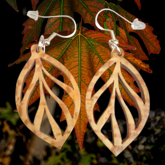 Boucles d'oreilles bois naturel de Platane "Feuilles de Platane"