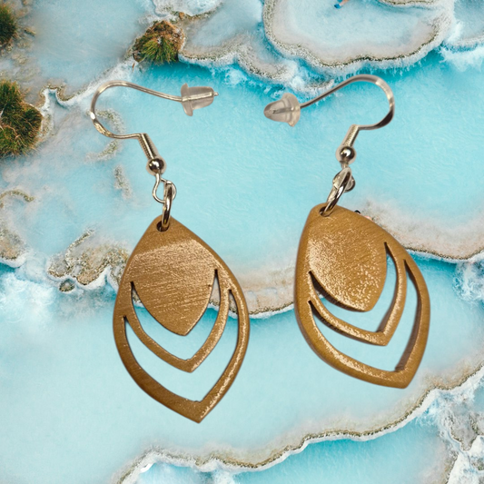 Boucles d'oreilles en bois naturel de citronnier "feuille de ceylan"