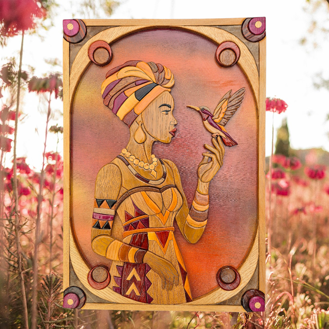 Art de l'intarsia "La belle Africaine"