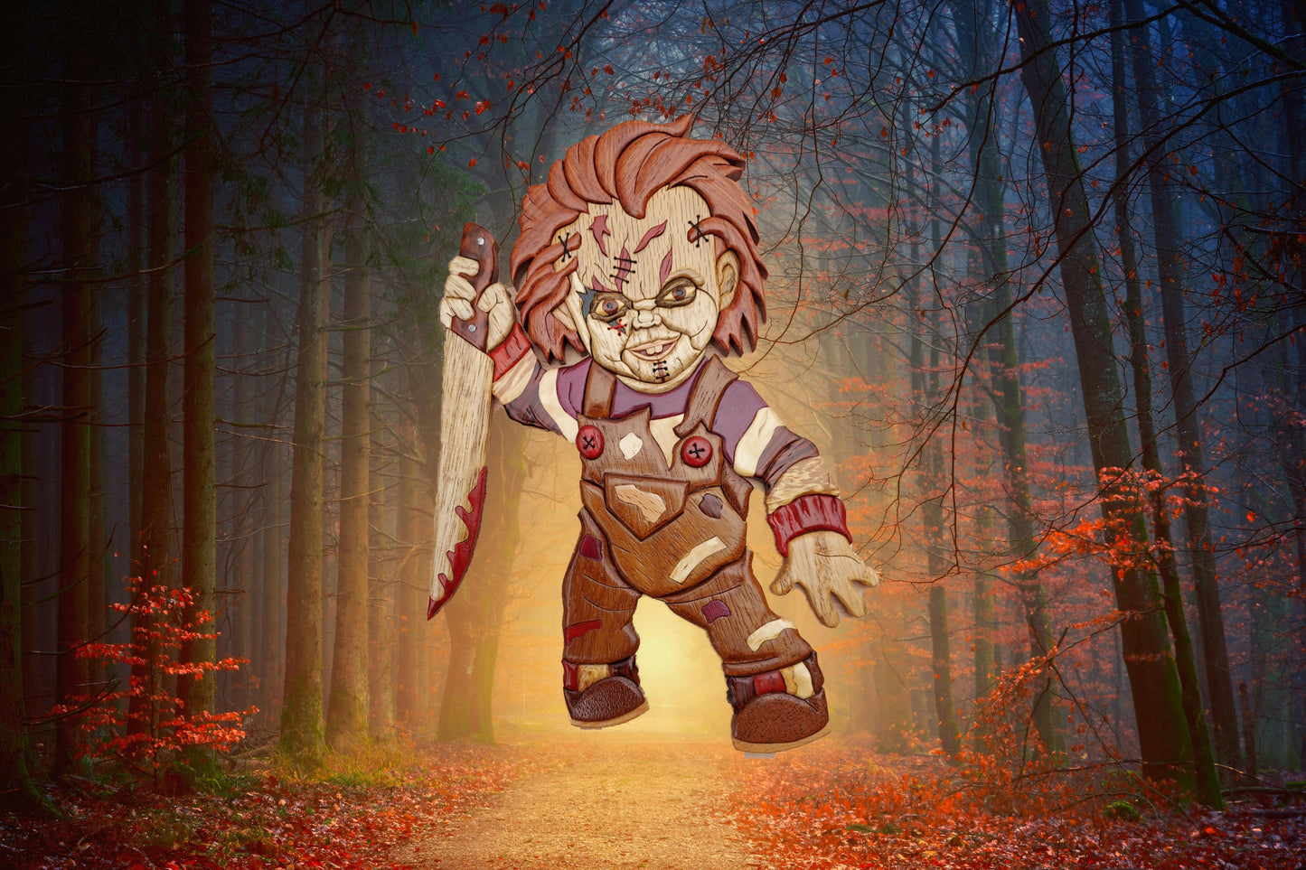 Art de l'intarsia "Chucky boite secrète"