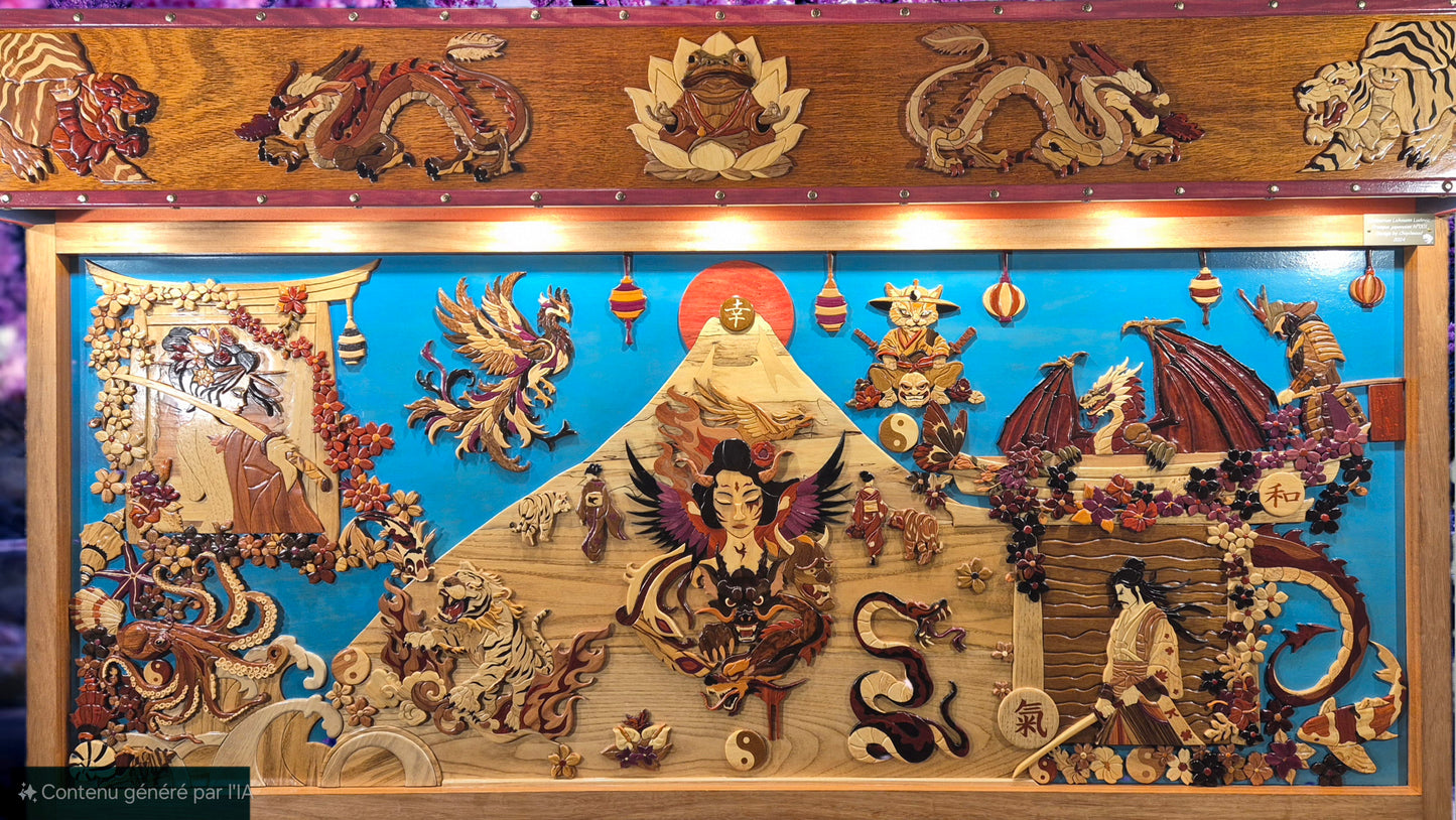 Art de l'intarsia "fresque monumentale japonaise "
