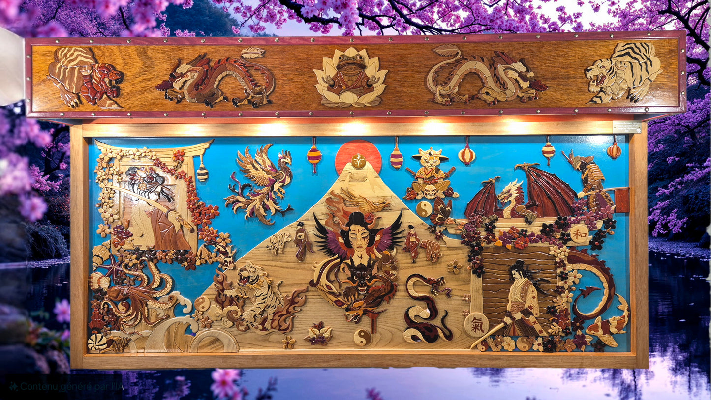 Art de l'intarsia "fresque monumentale japonaise "