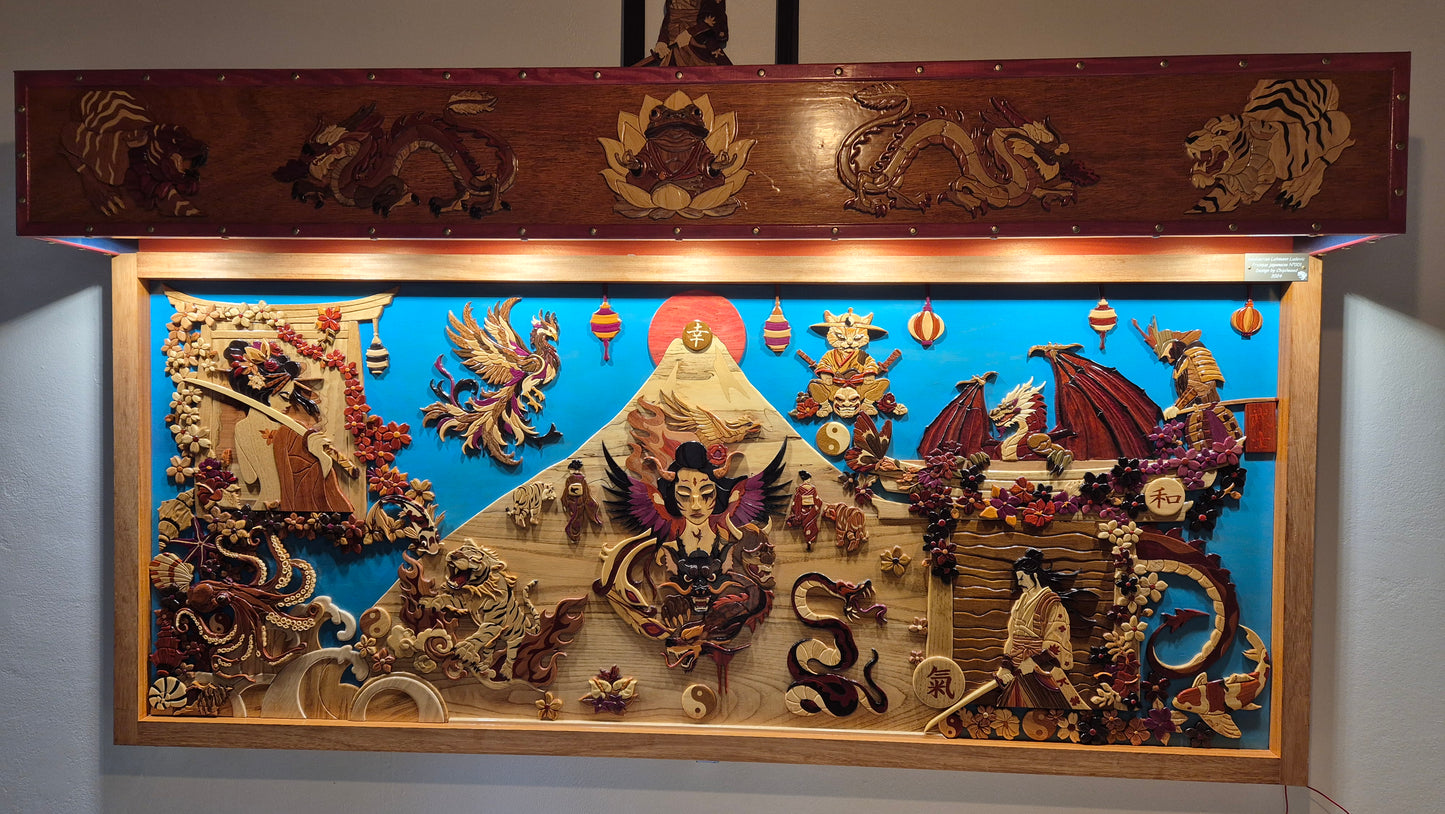 Art de l'intarsia "fresque monumentale japonaise "