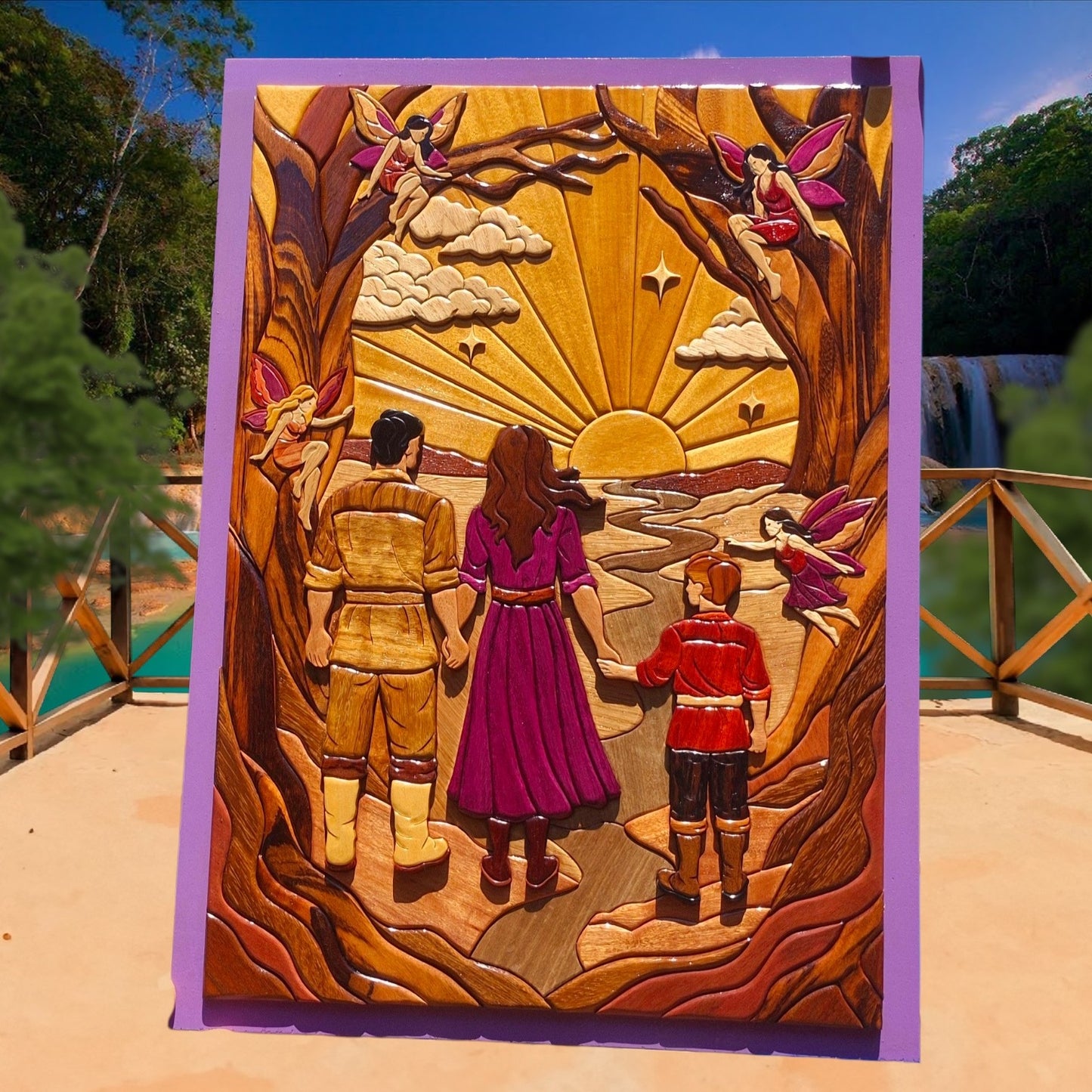 Art de l'intarsia "La famille"